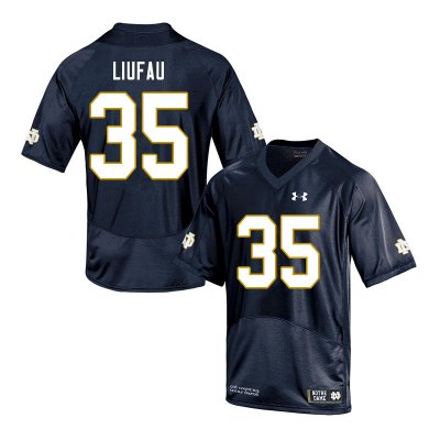 Notre Dame Fighting Irish Men's Marist Liufau #35 Navy Under Armour Authentic Stitched College NCAA Football Jersey ICX2199MR